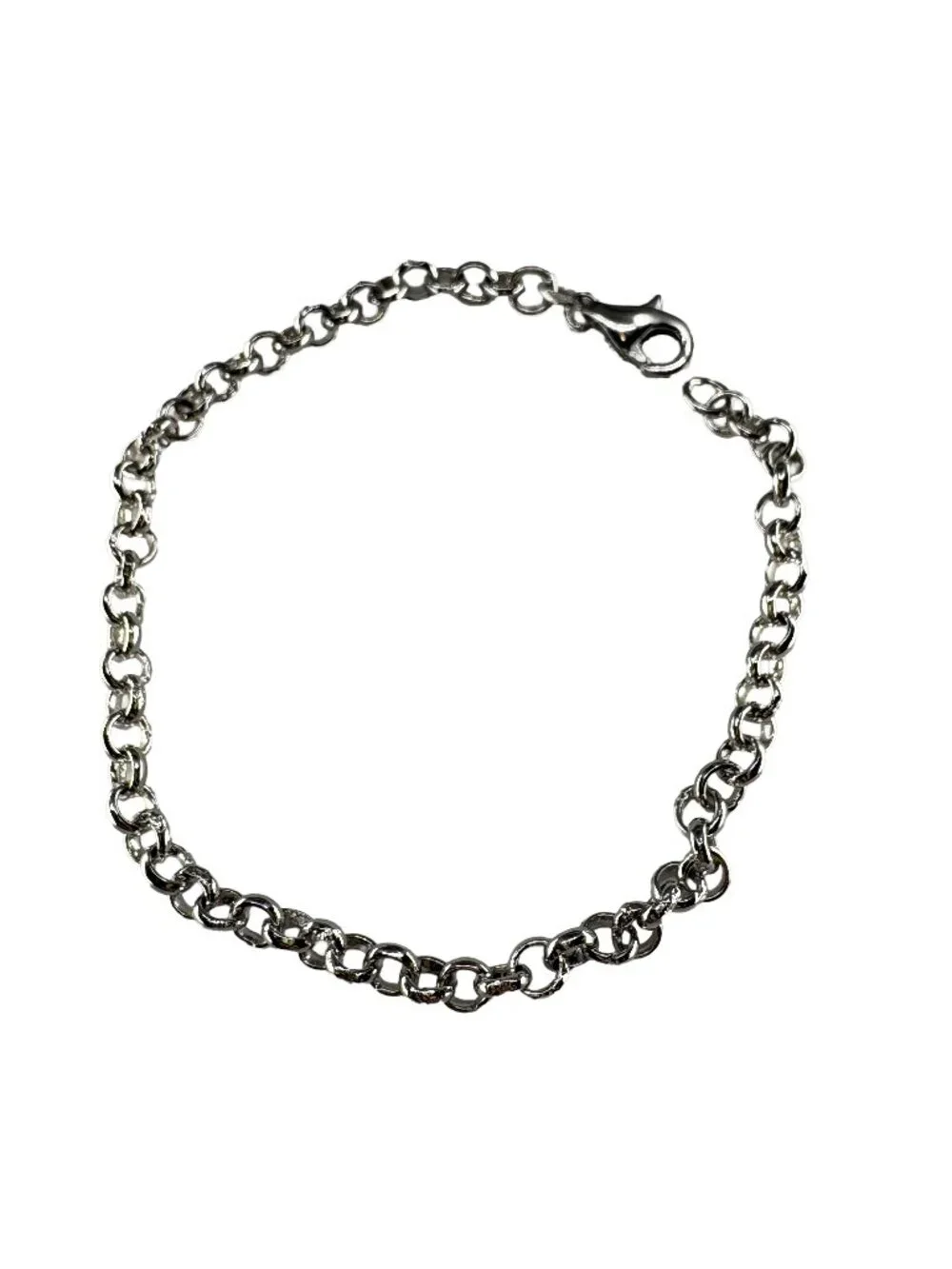 925 Sterling Silver Rolo Chain Bracelet 4mm Round Link Belcher 190mm 5.83g